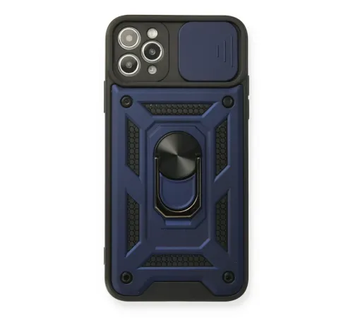 Apple iPhone 11 Pro Max Kılıf Pars Lens Yüzüklü Silikon - Lacivert