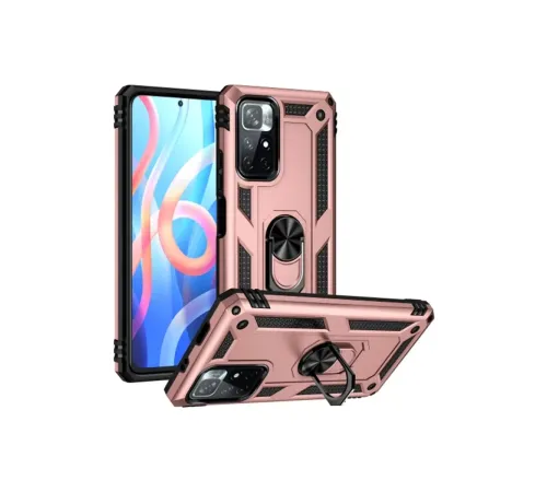 Xiaomi Redmi Note 11T Kılıf Sofya Yüzüklü Silikon Kapak - Rose