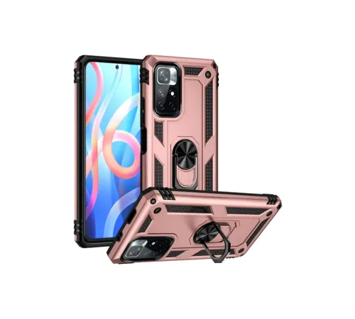 Xiaomi Redmi Note 11T Kılıf Sofya Yüzüklü Silikon Kapak - Rose