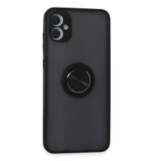 Samsung Galaxy A05 Kılıf Montreal Yüzüklü Silikon Kapak - Siyah