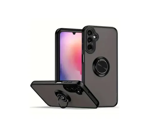 Samsung Galaxy A05S Kılıf Montreal Yüzüklü Silikon Kapak - Siyah