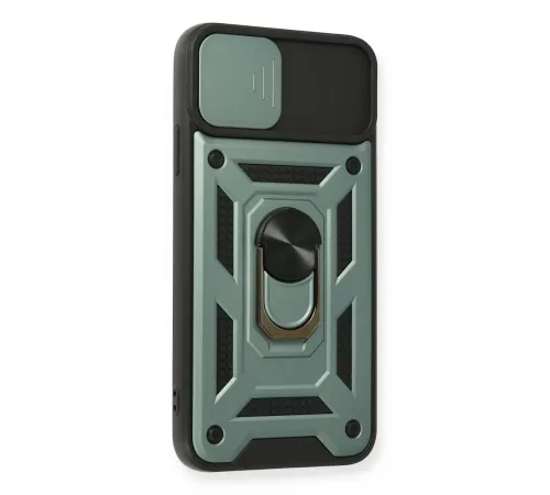 Apple iPhone 11 Pro Max Kılıf Pars Lens Yüzüklü Silikon - Yeşil