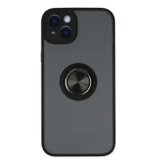 Apple iPhone 14 Kılıf Montreal Yüzüklü Silikon Kapak - Siyah