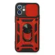 Apple iPhone 12 Kılıf Pars Lens Yüzüklü Silikon - Kırmızı