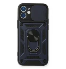 Apple iPhone 12 Kılıf Pars Lens Yüzüklü Silikon - Lacivert