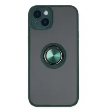 Apple iPhone 14 Kılıf Montreal Yüzüklü Silikon Kapak - Yeşil