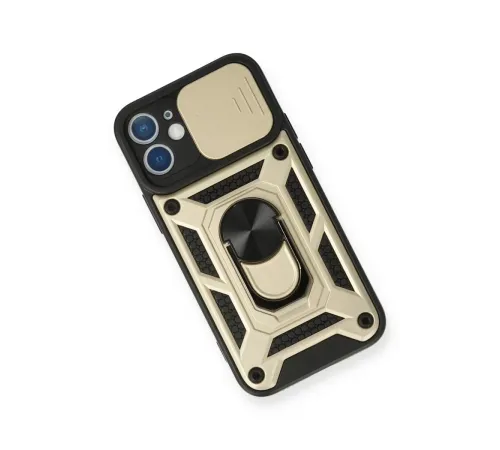 Apple iPhone 12 Kılıf Pars Lens Yüzüklü Silikon - Gold