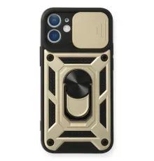Apple iPhone 12 Kılıf Pars Lens Yüzüklü Silikon - Gold