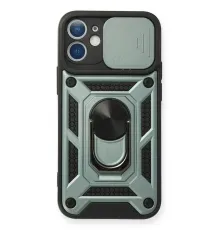 Apple iPhone 12 Kılıf Pars Lens Yüzüklü Silikon - Yeşil