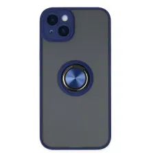 Apple iPhone 14 Kılıf Montreal Yüzüklü Silikon Kapak - Lacivert