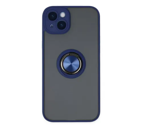 Apple iPhone 14 Kılıf Montreal Yüzüklü Silikon Kapak - Lacivert