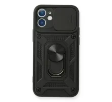 Apple iPhone 12 Mini Kılıf Pars Lens Yüzüklü Silikon - Siyah