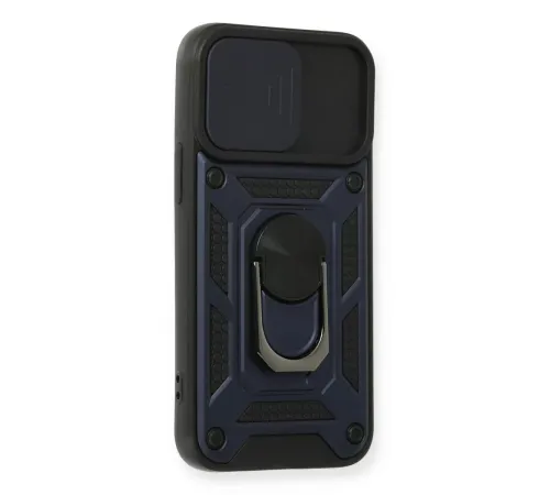 Apple iPhone 12 Mini Kılıf Pars Lens Yüzüklü Silikon - Lacivert