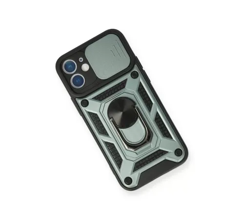 Apple iPhone 12 Mini Kılıf Pars Lens Yüzüklü Silikon - Yeşil