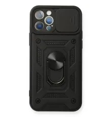 Apple iPhone 12 Pro Kılıf Pars Lens Yüzüklü Silikon - Siyah