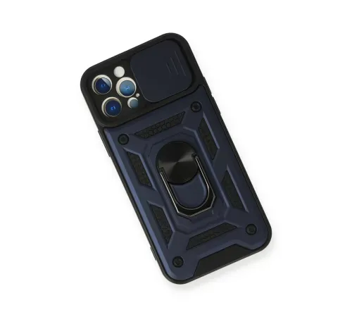Apple iPhone 12 Pro Kılıf Pars Lens Yüzüklü Silikon - Lacivert