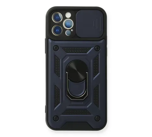 Apple iPhone 12 Pro Kılıf Pars Lens Yüzüklü Silikon - Lacivert