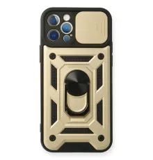 Apple iPhone 12 Pro Kılıf Pars Lens Yüzüklü Silikon - Gold