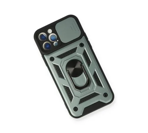 Apple iPhone 12 Pro Kılıf Pars Lens Yüzüklü Silikon - Yeşil