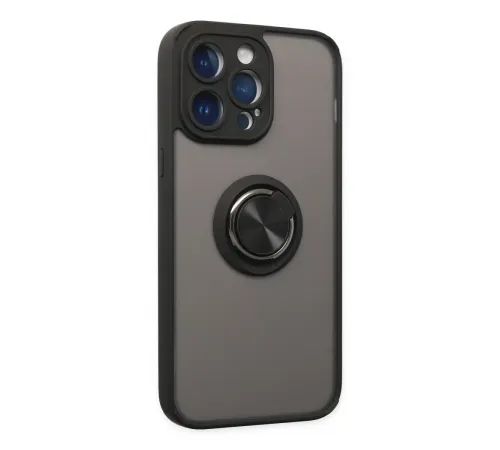 Apple iPhone 14 Pro Kılıf Montreal Yüzüklü Silikon Kapak - Siyah