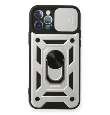 Apple iPhone 12 Pro Kılıf Pars Lens Yüzüklü Silikon - Gümüş