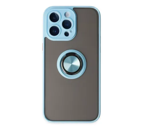 Apple iPhone 14 Pro Kılıf Montreal Yüzüklü Silikon Kapak - Buz Mavi