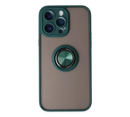 Apple iPhone 14 Pro Kılıf Montreal Yüzüklü Silikon Kapak - Yeşil