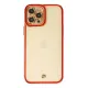 Apple iPhone 12 Pro Max Kılıf Liva Lens Silikon - Kırmızı