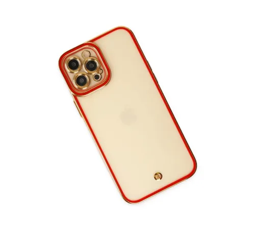 Apple iPhone 12 Pro Max Kılıf Liva Lens Silikon - Kırmızı