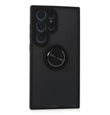 Samsung Galaxy S24 Ultra Kılıf Montreal Yüzüklü Silikon Kapak - Siyah
