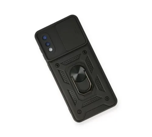 Samsung Galaxy A02 Kılıf Pars Lens Yüzüklü Silikon - Siyah