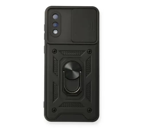 Samsung Galaxy A02 Kılıf Pars Lens Yüzüklü Silikon - Siyah