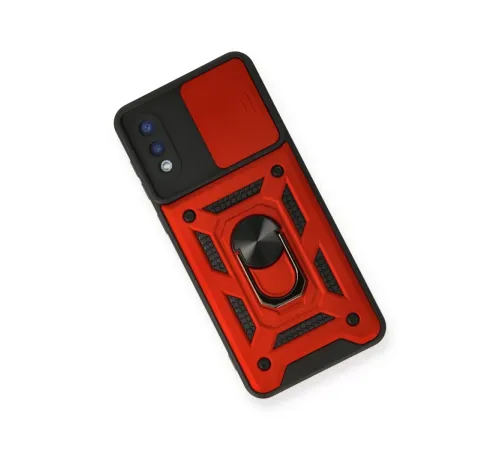 Samsung Galaxy A02 Kılıf Pars Lens Yüzüklü Silikon - Kırmızı