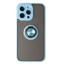 Apple iPhone 14 Pro Max Kılıf Montreal Yüzüklü Silikon Kapak - Buz Mavi