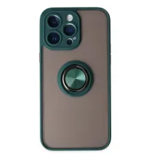Apple iPhone 14 Pro Max Kılıf Montreal Yüzüklü Silikon Kapak - Yeşil