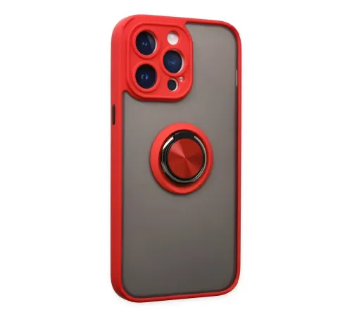 Apple iPhone 14 Pro Max Kılıf Montreal Yüzüklü Silikon Kapak - Kırmızı