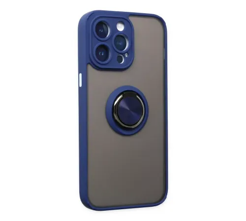 Apple iPhone 14 Pro Max Kılıf Montreal Yüzüklü Silikon Kapak - Lacivert