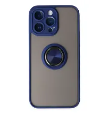 Apple iPhone 14 Pro Max Kılıf Montreal Yüzüklü Silikon Kapak - Lacivert