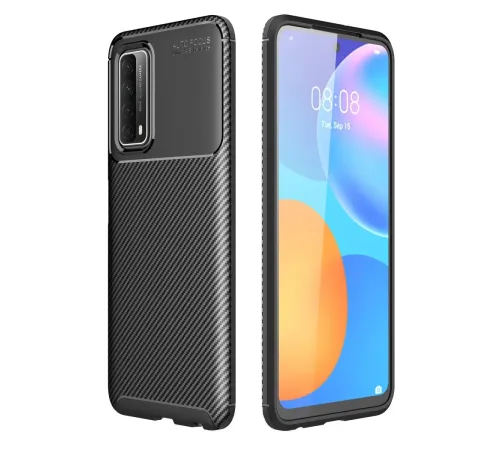Huawei P Smart 2021 Kılıf Auto Focus Karbon Kapak - Siyah