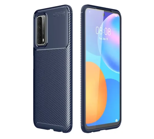 Huawei P Smart 2021 Kılıf Auto Focus Karbon Kapak - Lacivert