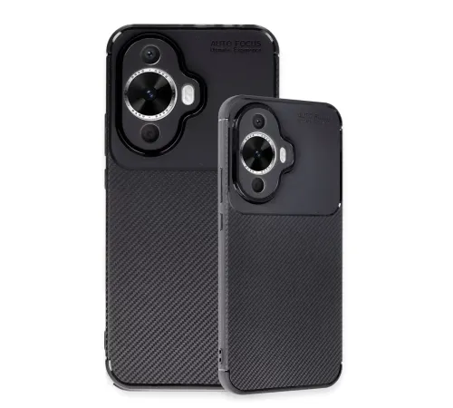 Huawei Nova 12S Kılıf Auto Focus Karbon Kapak - Siyah