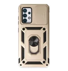 Samsung Galaxy A72 Kılıf Pars Lens Yüzüklü Silikon - Gold
