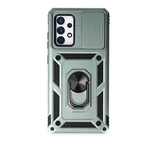 Samsung Galaxy A72 Kılıf Pars Lens Yüzüklü Silikon - Yeşil
