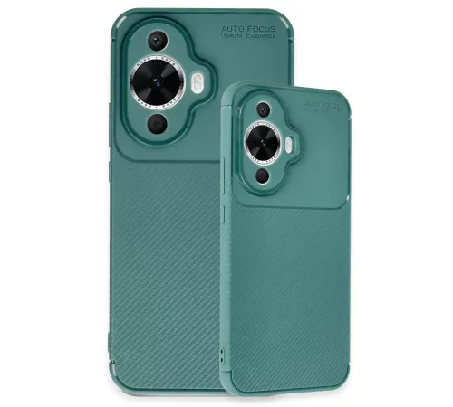 Huawei Nova 12S Kılıf Auto Focus Karbon Kapak - Koyu Yeşil