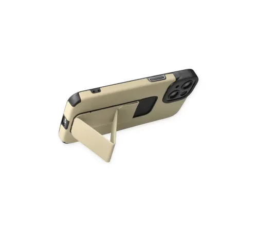 Apple iPhone 14 Plus Kılıf Mega Standlı Silikon - Gold