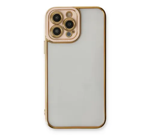 Apple iPhone 13 Pro Max Kılıf Liva Lens Silikon - Pudra