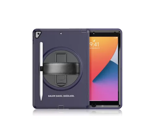 Apple iPad 10.2 (7.nesil) Kılıf Hand Strap Tablet Kılıfı - Lacivert