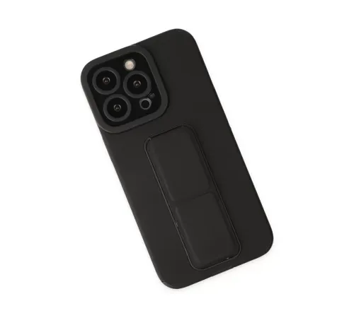 Apple iPhone 14 Pro Kılıf Mega Standlı Silikon - Siyah