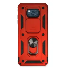 Xiaomi Pocophone X3 Kılıf Pars Lens Yüzüklü Silikon - Kırmızı