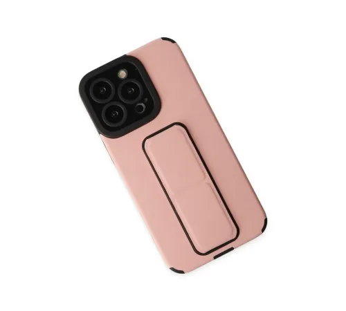 Apple iPhone 14 Pro Kılıf Mega Standlı Silikon - Pudra
